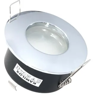 Kamilux Bad Einbaustrahler Aqua IP65 230V GU10 in edelstahl-gebürstet, chrom oder weiss, inkl. GU10 & GU5.3 Fassung, Hochvolt/Niedervolt, 230V / 12V (chrom)