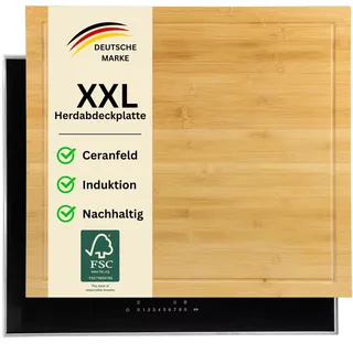 MOON HOME Schneide- und Abdeckplatte - Eclipse, aus nachhaltigemBambus/Holz, antibakteriell, große 2-in-1 Herdabdeckplatte, rutschfeste Füße