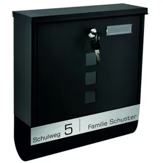 Briefkasten mit GRAVUR personalisiert mit Name Hausnummer RAL 9005 SCHWARZ