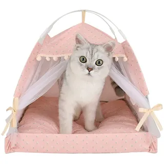 Tioheam Katzenzelt, Tipi Zelt Hunde Und Katzen, Hundezelte Hundehöhle Und Haustierhäuser, Mit Abnehmbarem Waschbarem Kissen, Für Katzen Oder Kätzchen Oder Kleine Haustiere