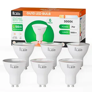 SmartLED Gu10 LED Warmweiß CRI>80, 7W 600Lm, 3000K Warme Lichtfarbe, 60W Halogenlampen Ersetzt, 120 Grad Abstrahlwinkel, GU10 LED Reflektorlampe, Nicht-Dimmbar, 6 Stück (6, Warme Lichtfarbe)