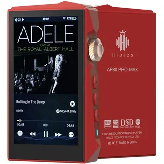 Hidizs AP80 PRO MAX MP3 Player mit Bluetooth WLAN Zwei DAC Chips DAP | ES9219C, Hi-Res Streaming DLNA und AirPlay Wireless MQA 16X Native DSD256256 & 32bit/384kHz PCM 2 TB SD-Unterstützung, Rot