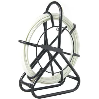 KATSU Fiberglas-Rohrstange 5 x 50 m mit Stahlständer und Bremse, Installationswerkzeug für Glasfaser-Elektrokabel, Einfädler für Elektriker-Pipelinekabel