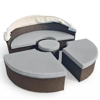 Generisch 190.5 cm, 5-teiliges Ersatzkissen Für Den Außenbereich, Liegepolsterbezug Für Sonneninsel Rund, Tagesbett, Sonnenbett, Rattan-Sofa-Kissenbezug (Light Gray,Custom Sizes)