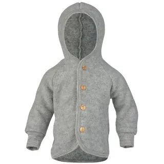Engel Baby Jacke mit Kapuze Wollfleece, Hellgrau Melange, 74/80 - 74-80
