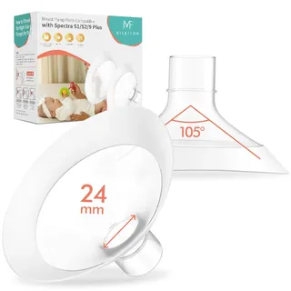 2 Stück 24mm Brusthauben aus weichem Material für Medela Milchpumpen, 105° Weitwinkel-Softflex-Rand,Speziell für Medela Pump in Style, Symphony, Freestyle, Sonata, Maxflow, Signature Pro