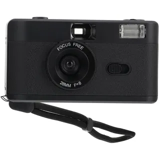 SOLUSTRE Abs Filmkamera Schwarze Retro Kamera Wiederverwendbare mit Eingebautem Blitz Kompatibel mit 35mm Film für Klassische Fotografie