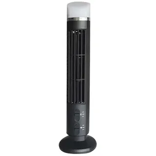 Joselin Tragbarer Luftkühler-Ventilator, Stromlinienförmiger Turmventilator mit LED, Starker Wind, Platzsparend, Flügelloses Design, USB-Schnittstelle, Langlebig, Schwarz