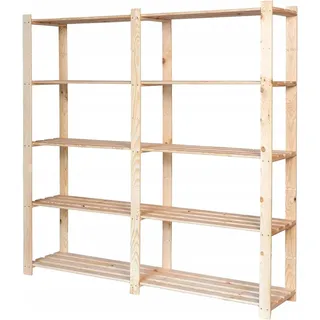 STOLMAK Holzregal Garage Regal 170x170x38 (BxHxT) Standregal Natur Kiefernholz Massivholzregal Kellerregal 5 Ablagen Pflanzenständer - Bronze