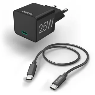 Hama Schnellladegerät mit Ladekabel USB-C Mini-Ladegerät PD 25 W 1,5 m SW