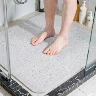 COSYLAND Duschmatte rutschfest 80x80, Badewannenmatte rutschfest mit Ablauf, Weiche PVC-Luffa Rutschmatte Dusche, Schnell Anti Rutsch Badematte, Weiß