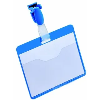 Durable Namensschild (mit Clip, 60 x 90 mm, Kunststoff) Packung à 25 Stück, blau, 810606
