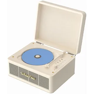 WhatPlus Tragbarer CD-Player mit Bluetooth 5.2, wiederaufladbarer Akku und eingebauten Lautsprechern – Hi-Fi Retro-Koffer-Design für Wohnraumdekoration, AUX/TF-Karten-Unterstützung – Ideales Geschenk
