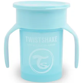 Twistshake 360 Cup Trinklernbecher Kinder mit Griffen 230 ml, Schnabeltasse Baby, auslaufsicherer 360°-Trinkrand, BPA Frei, 6+ Monate, Pastellblau