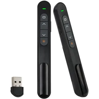 USB Presenter Fernbedienung für Präsentationen 2.4 GHz, Präsentationsklicker Wireless für Powerpoint Pointer mit USB Empfänger, Hyperlink, Volumen Kontrolle, Präsentationsfernbedienung für Windows Mac