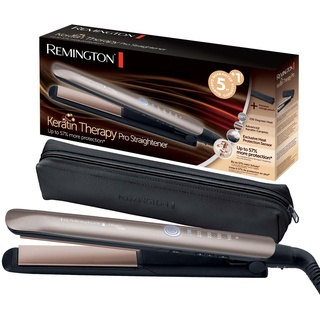 Remington Glätteisen Profi [Hitzeschutzsensor um Haarschäden zu verringern] Keratin Protect (hochwertige Keratin-Keramikbeschichtung mit Mandelöl) Digitales Display, 160-230°C, Haarglätter S8593