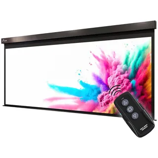 Elektrische Leinwand | Mattweiß | 110 Zoll | B:T 240 x 135 cm | 4K | 3D | Beamer Leinwand, Filmleinwand, Projektionsleinwand, Motorleinwand