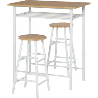 Homcom Bartisch Set 3-teilig 80 x 50 x 90 cm Weiß