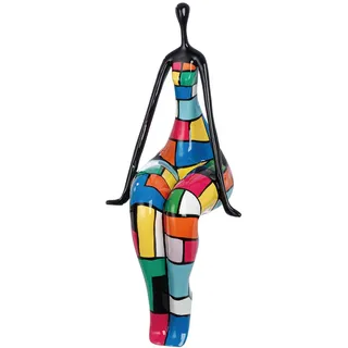 Gilde Casablanca Kantensitzerfigur Lady - Kunstharz - Mehrfarbig/glänzend - Fraumotiv - Höhe 74 cm - Dekofigur - Skulptur - Wohnaccessoire - Geschenkidee