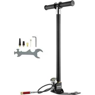 Vevor PCP-Handpumpe, 4-stufig, 30 MPa 4500 PSI Hochdruck-PCP-Luftgewehr-Füllbügelpumpe mit Öl-Feuchtigkeitsfilter-Manometer, Edelstahl für Luftgewehre, Tauchflaschen, Paintball-Füllreifen