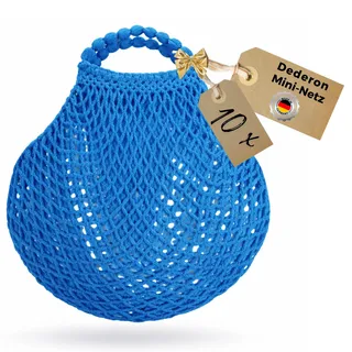 ostprodukte-versand 10er Set Mininetz Einkaufsbeutel blau – Stabiler, dehnbarer Netzbeutel aus Dederon – Wiederverwendbar, platzsparend & langlebig – Klassischer Einkaufshelfer im Retro-Stil