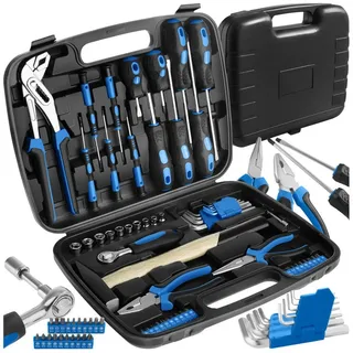 Tectake tectake® Werkzeugkoffer 57-teilig, übersichtliche Anordnung, mit Tragegriff