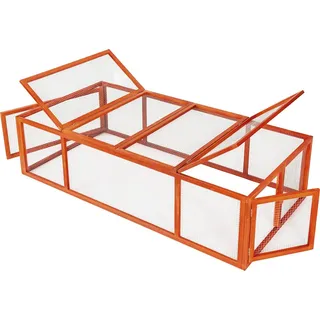 Tectake tectake® Hasenstall, aus Holz, 2 Dachöffnungen, 181 x 90 x 48 cm