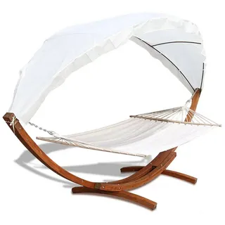 Clanmacy Hängematte Hängematte mit gestell 2 Personen Holzgestell Garten Hängeliege Weiß weiß