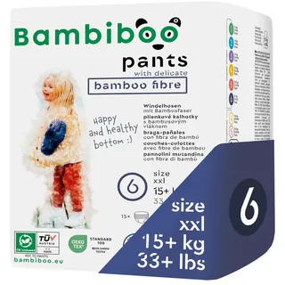 Bambiboo Hautfreundliche Einwegwindeln mit Feinen Bambusfasern - Windelhosen Baby Windeln - Einwegwindelpants Wegwerfwindeln - Schutz für Empfindliche Haut - Sehr Saugfähig - Größe 6 (XXL), 15 Stück
