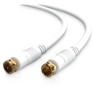conecto HQ SAT Antennenkabel Satellitenkabel Anschlusskabel - für DVB-S/S2-4K UHD 1080p Full HD HDTV 3D - (Koaxialkabel, F-Stecker - F-Stecker, doppelte Schirmung, vergoldete Stecker) weiß 0,5m
