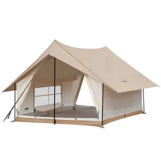 KingCamp Hauszelt Pinehouse II Familien 3-4 Personen Zelt Campingzelt Baumwolle Farbe: cappuccino