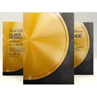 Urkundenpapier "Medaille Gold" | klassisch | für Urkunden Zertifikate | DIN A4 190g/qm | hochwertig | kostenlose Druckvorlagen | certificate paper | Blanko Urkunde (100)