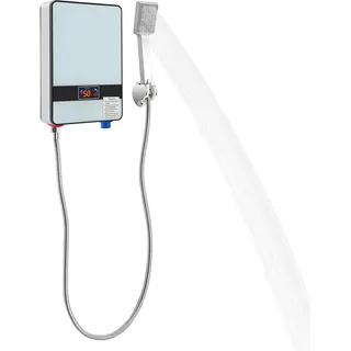 6500 W Durchlauferhitzer, elektrischer Warmwasserbereiter für Dusche, Warmwasserbereiter-Duschset mit Duschkopf und Auslassrohr, tanklose Sofortheizung, 220 V
