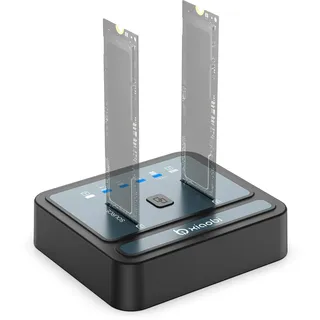 M.2 NVMe/SATA SSD-Kloniergerät, M.2-Duplikator mit 2‐Bay‐Festplattengehäuse | Werkzeugloser USB‐3.2‐Gen‐2×2‐Festplattenleser für NVMe/SATA‐SSDs, unterstützt Offline‐Clone, UASP & TRIM