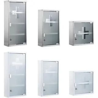 Zedelmaier Medizinschrank Abschließbarer Medizinschrank aus Edelstahl,Medikamentenschrank (YX2001) Magnetverschluss, Kindersicher, abschließbar mit 2 Enden silberfarben