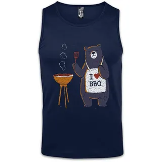 Urban Backwoods Tanktop Bear Grills Ärmelloses T-Shirt BBQ Burger Steak Barbecue Grylls Outdoor Survival Grill Bär blau 2XL