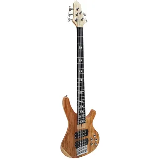 ELEKTROBASS 5-SAITER - NATUR MATT FINISH - SICHTBARE HOLZMASERUNG - E-BASS MIT MASSIVHOLZKÖRPER - VISION SOUND GITARRE - LONG SCALE + KABEL - BS5