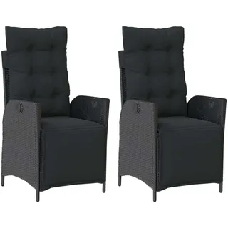 vidaXL Gartensessel mit Fußteil 59 x 59 x 108 cm schwarz 2 St.