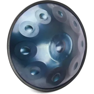 22-Zoll Stahl Handpan, 9/10/12 Töne, 432Hz/440Hz, Handpan-Drum-Instrument für Anfänger und Profis, Erhältlich in Silber und Blau(Color:Blue - 9 Notes)