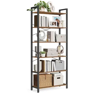 VASAGLE Bücherregal 80 x 30 x 186 cm Braun/Schwarz