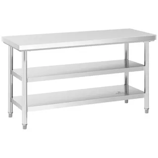 Royal Catering Edelstahl-Arbeitstisch ECO 150 x 60 cm 500 kg Zwischenboden - Edelstahltische Royal Catering
