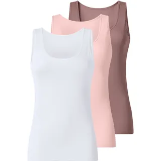esmara® Damen Achselhemd 3er (Pink/Weiß, S(36/38))
