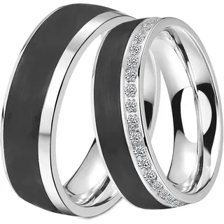 DOOSTI Trauring DOOSTI "Schmuck Geschenk Edelstahl Trauring Ehering Partnerring LIEBE" Gr. 62, schwarz (edelstahlfarben, schwarz), Fingerringe, 62, ohne Zirkonia, Carbon Edelstahl, 6,5mm, Carbon, Edelstahl, Trauring, wahlweise mit oder ohne Zirkonia