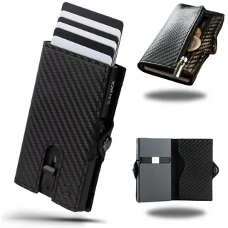 SLIMJACK Smart Wallet mit Münzfach - Kreditkartenetui mit RFID-Schutz - Geldbeutel für Herren - Aluminium-Kartenhalter - Smart Wallet für Karten & Münzen - Carbon Stil