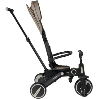 KIKKABOO Dreirad, Tricycle Trix 3 in 1 Schiebegriff, Sonnendach faltbar, Gurt beige - One Size