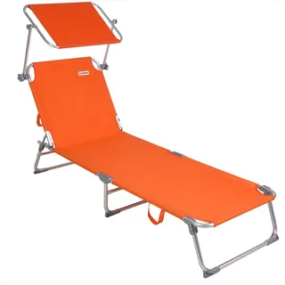 Casaria Sonnenliege Ibiza Orange 190x59x29cm Alu Sonnendach