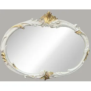 artissimo Antik Stil Wandspiegel Barock Oval Elfenbeingold 52x42 Badspiegel Vintage Retro Spiegel Weiß-Gold Prunk zum Aufhängen Nostalgie