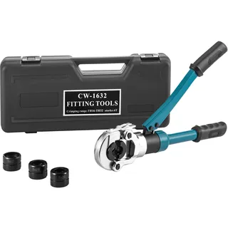 Vevor Presszange TH16, TH20, TH25, TH32 mm, Crimpzange Presszange 8 T Presskraft, Rohrpresszange mit um 360° Drehbarem Kopf, Ergonomischem Gummigriff, Manuellem Kolbenventil, Hydraulische Druckklemme