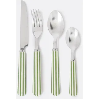Menagerie 16 Besteckteile Mit Gestreiften Griffeln, Leela Grün Gestreift Einheitsgrösse