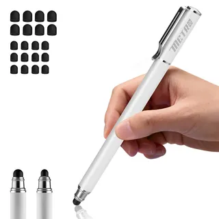 Styluslink 2 in 1 Tablet Stift mit Stiftclip, Handy Stifts für Alle Tablets mit 20 Gummispitzen, Eingabestifte/Handystifte zum Tippen für Jugendliche, Senioren Geeignet...(Weiß)